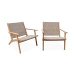 Lot de 2 fauteuils relax effet paillage bois et rsine
