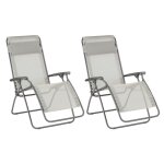 Lot de 2 fauteuils relax z�ro gravit� en acier beige