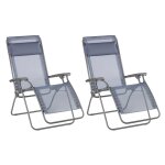 Lot de 2 fauteuils relax z�ro gravit� en acier bleu