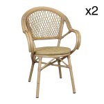 Lot de 2 fauteuils de table extérieur en rotin synthétique Lot de 2 fauteuils de table extérieur en rotin synthétique