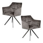 Lot de 2 fauteuils de table pivotants en velours gris