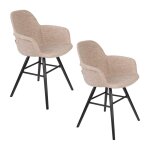 Lot de 2 fauteuils de table scandinave en tissu beige Lot de 2 fauteuils de table scandinave en tissu beige