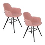 Lot de 2 fauteuils de table scandinave en tissu rose Lot de 2 fauteuils de table scandinave en tissu rose