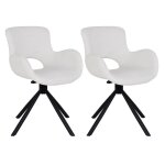 Lot de 2 fauteuils de table tissu boucl blanc pied pivotant mtal no