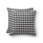 Lot 2 housse de coussin en coton  carreaux noir 45x45 cm