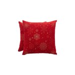 Lot de 2 housses de coussin de nol en coton rouge 45x45 cm