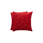 Lot de 2 housses de coussin de nol en coton rouge 45x45 cm