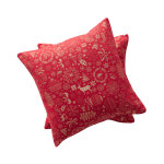 Lot de 2 housses de coussin de nol en coton rouge 45x45 cm