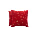 Lot de 2 housses de coussin de nol en coton rouge 45x45 cm