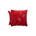 Lot de 2 housses de coussin de nol en coton rouge 45x45 cm