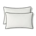 Lot de 2 housses de coussin toile de coton blanc & noir 50x30 Lot de 2 housses de coussin toile de coton blanc & noir 50x30