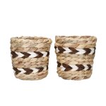 Lot de 2 jardinières en bambou multicolore Lot de 2 jardinières en bambou multicolore