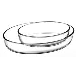 Lot de 2 plats à four ovale en verre 26cm et 35cm Lot de 2 plats à four ovale en verre 26cm et 35cm