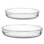 Lot de 2 plats ovales 26 + 35 cm transparent en verre Lot de 2 plats ovales 26 + 35 cm transparent en verre
