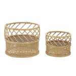 Lot de 2 porte - pots ronds en m�tal brun � 30x25 - 22x18 cm