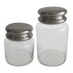 Lot de 2 pots en verre avec couvercle argent - d11 cm