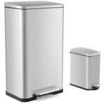 Lot de 2 poubelles  pdale en acier inoxydable