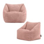 Lot de 2 poufs fauteuils enfant velours c�tel� rose aube