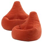Lot de 2 poufs poire inclinables velours ctel orange terracotta