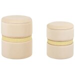 Lot de 2 poufs en tissu beige 30 34x38 43cm