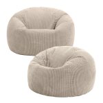 Lot de 2 poufs velours ctel beige galet