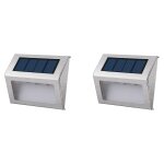 Lot de 2 projecteurs solaires acier blanc h10cm