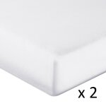 Lot de 2 protège - matelas coton bonnet 30 cm 160 g / m² blanc 90x200 cm Lot de 2 protège - matelas coton bonnet 30 cm 160 g / m² blanc 90x200 cm