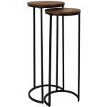 Lot de 2 sellettes rondes effet bois et noir - vahina