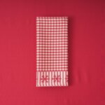 Lot de 2 serviettes jacquard rversible  carreaux rouges 45x45cm
