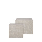 Lot de 2 tables basses carres effet marbre 50x50cm - beige