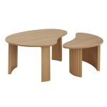 Lot de 2 tables basses forme organique dcor bois l80 cm