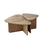 Lot de 2 tables basses formes triangles l90 / l60 cm - effet chêne Lot de 2 tables basses formes triangles l90 / l60 cm - effet chêne