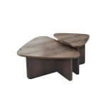 Lot de 2 tables basses formes triangles l90 / l60 cm - effet noyer Lot de 2 tables basses formes triangles l90 / l60 cm - effet noyer