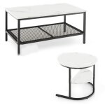 Lot de 2 tables basses gigognes blanc et noir 46x 80x 41cm