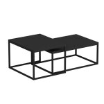 Lot de 2 tables basses gigogne bois / mtal noir