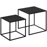 Lot de 2 tables basses gigognes carr�es design encastrable acier noir