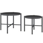 Lot de 2 tables basses gigognes de jardin alu verre noir Lot de 2 tables basses gigognes de jardin alu verre noir