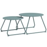 Lot de 2 tables basses gigognes de jardin m�tal �poxy bleu