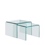 Lot de 2 tables basses gigognes en verre - transparent Lot de 2 tables basses gigognes en verre - transparent
