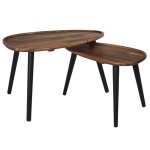 Lot de 2 tables basses ovales gigogne en acacia teint noyer