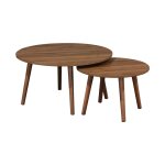 Lot de 2 tables basses rondes dcor bois de noyer npal