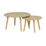 Lot de 2 tables basses rondes effet frêne népal Lot de 2 tables basses rondes effet frêne népal