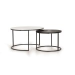 Lot de 2 tables basses avec structure et plateaux en métal Lot de 2 tables basses avec structure et plateaux en métal