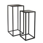 Lot de 2 tables gigognes en métal noir h70 Lot de 2 tables gigognes en métal noir h70