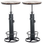 Lot 2 tables hautes réglable en métal argent antique Lot 2 tables hautes réglable en métal argent antique
