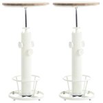 Lot 2 tables hautes réglable en métal blanc antique Lot 2 tables hautes réglable en métal blanc antique