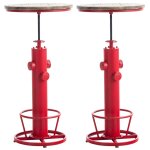Lot 2 tables hautes rglable en mtal rouge