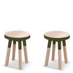 Lot de 2 tabourets, assise diamètre 35 cm, 100% frêne massif vert lanc Lot de 2 tabourets, assise diamètre 35 cm, 100% frêne massif vert lanc