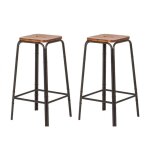Lot de 2 tabourets de bar 70 cm bois d'acacia et métal Lot de 2 tabourets de bar 70 cm bois d'acacia et métal