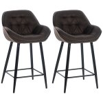 Lot de 2 tabourets de bar avec accoudoirs tissu marron